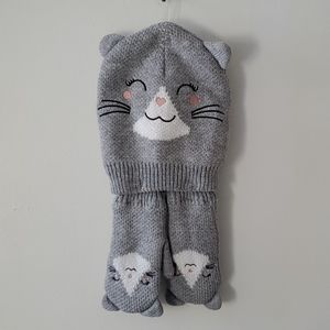 Cat Hat and Mittens Set